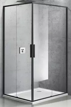 Душевой уголок Vincea Slim VSS-2SL8010CLB-R 100x80 см матовый черный, стекло прозрачное, правый, Easy Clean