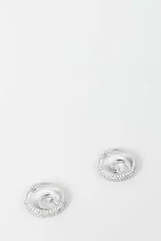 Серьги с кристаллами и логотипом бренда Guess