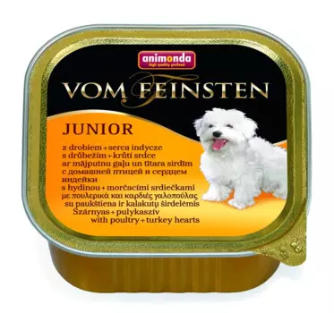 Animonda Vom Feinsten Junior консервы для щенков старше 1 месяца, с мясом домашней птицы и сердцем индейки, 150 г