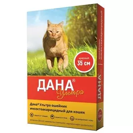 Apicenna Дана Ультра ошейник инсектоакарицидный для кошек, 35 см, красный