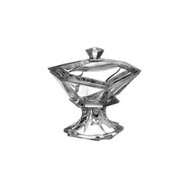 Конфетница на ножке Crystalite Bohemia "Оригами" 23,5см, с крышкой, прозрачная