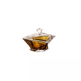 Конфетница с крышкой Crystalite Bohemia "Оригами" 16см, амбер