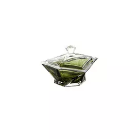 Конфетница с крышкой Crystalite Bohemia "Оригами" 16см, хаки