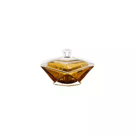 Конфетница с крышкой Crystalite Bohemia "Оригами" 22,5см, амбер