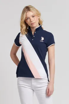 Женский свитер-поло с поясом player 3 U.S. Polo Assn, синий