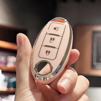 Чехол для ключей из ТПУ, чехол-брелок для Nissan 370Z Armada Kicks Murano Pathfinder Rogue Titan Versa Note Infiniti Smart, 3 кнопки чёрный
