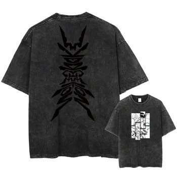 Graphic Vintage Acid Wash Cotton Tee for Men Women Summer Oversized TShirt Short Sleeve Crewneck Tops Cosplay Outfits S