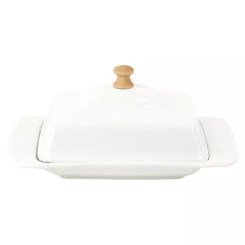 масленка NOUVELLE HOME Naturel 20,5х13х8,5см фарфор, бамбук