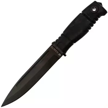 Штык-нож КАМПО 6x9, сталь 95Х18, военный тактический нож, кожаные ножны