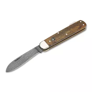 Складной нож Boker Mono Damascus, дамасская сталь, рукоять карельская береза
