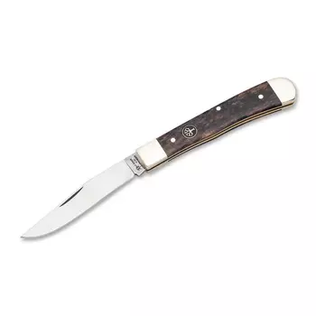 Складной нож Boker Trapper Bone Buckskin, сталь С75, рукоять кость/никель