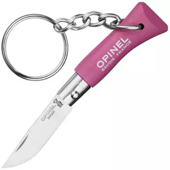 Складной Нож-брелок Opinel №2, нержавеющая сталь Sandvik 12C27, бук, 001842, розовый