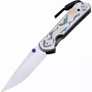 Складной нож Chris Reeve Large Sebenza 21, сталь S35VN, рукоять титановый сплав, гравировка сомы в пруду