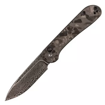 Складной нож CIVIVI Elementum Button Lock, сталь Damascus, Marble Carbon Fiber