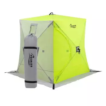 Палатка зимняя Куб 1,8х1,8 yellow lumi/gray (PR-ISC-180YLG) PREMIER (+ Антисептик-спрей для рук в подарок!)
