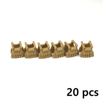 MOC Военный спецназ, оружие WW2, игрушки, пистолет, мешок с песком, пушка, арсенал, строительные блоки, фигурки, оборудование, кирпичи, игрушки для детей Sandbags 01