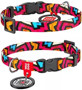 Collar ошейник нейлоновый Waudog Nylon "Граффити", пластиковый фастекс (20-30 см.)