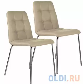Стулья КОМПЛЕКТ 2 шт. BRABIX "Twins CF-011", хром каркас, экокожа, бежевый, 532766