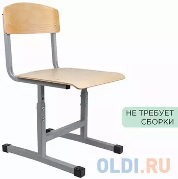 Стул ученический регулируемый "Бюджет", 585-665х340х430 мм, рост 2-4, серый каркас