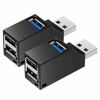 USB 3,0 адаптер-концентратор, удлинитель, мини-разветвитель, 3 порта для ПК, ноутбука, Macbook, мобильного телефона, высокоскоростное устройство для чтения дисков U USB 2.0 чёрный