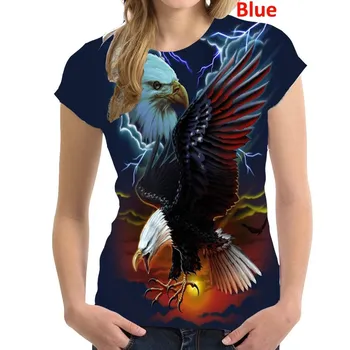 Модные футболки с принтом 3D Eagle, весенние и летние женские модные повседневные футболки с круглым вырезом и короткими рукавами 5XL