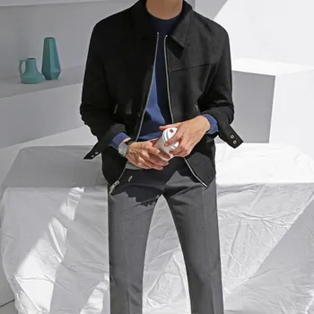 Men s Coat Spring New Korean Style Loose Trendy Casual Suede Short Lapel Work Jacket M