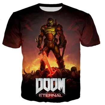 Футболки Doom FPS Game с 3D принтом, уличная одежда для мужчин и женщин, крутая футболка большого размера с круглым вырезом, Harajuku, модные детские футболки для мальчиков, топы, одежда L