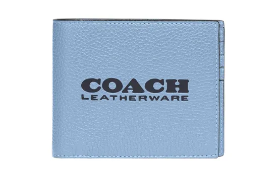 COACH Кошелек 3 в 1, держатель для карт из полированной коровьей кожи с текстурой «галечник», женский, синий