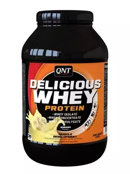 QNT Добавка биологически активная к пище Делишес вей протеин, банан / Delicious Whey Protein Powder Banana 908 г