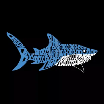Daddy Shark — мужская футболка с рисунком Word Art LA Pop Art, серый