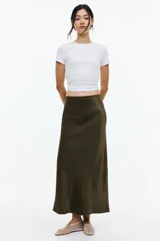 Атласная юбка с завязками H&M, зеленый