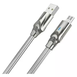 Кабель Borofone Bu12, USB - Microusb, 2.4 А, 1.2 м, металл, серебристый