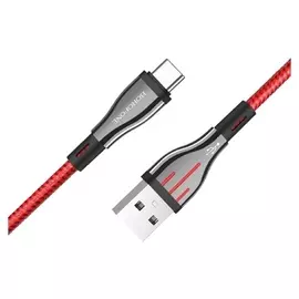 Кабель Borofone Bu23, USB - Type-c, 3 А, 1.2 м, черно-красный