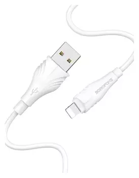 Кабель Borofone Bx18 Optimal, USB - Lightning, 2А, 1 м, пвх, белый