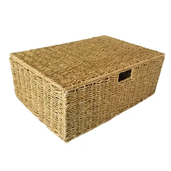 Корзина с крышкой для хранения 55x21x38 см водоросли цвет натуральный