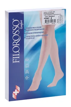 Чулки FILOROSSO Profilactica компрессионные с силик резинкой 1 класс 50 den бежевые р 2, пара