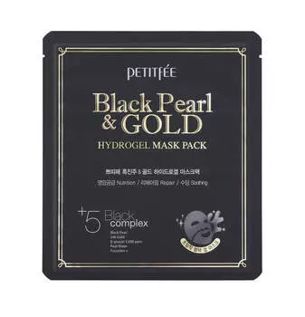 Гидрогелевая маска для лица с черным жемчугом Petitfee Black Pearl & Gold Hydrogel Mask Pack