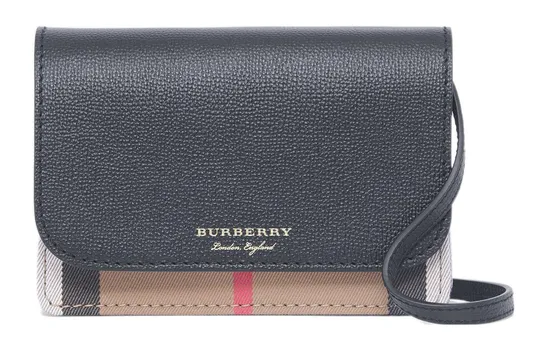 Burberry Винтажная сумка через плечо из хлопка с коровьей кожей, обычная женская, черного цвета