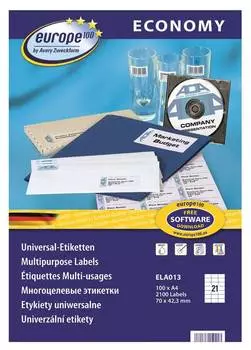 Этикетки Europe100 ELA013-100 A4 70г/м2 100л., белый