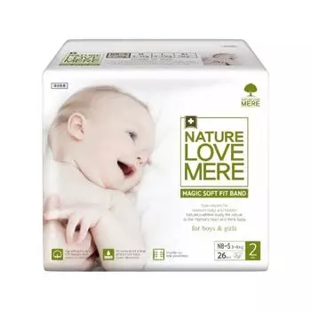 Подгузники NATURE LOVE MERE "Magic Soft", супер мягкие, 3-6 кг, 26 шт