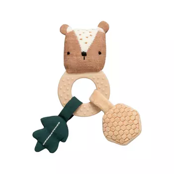Развивающая игрушка на кольце Sebra "Медведь Milo", коричневая