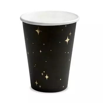 Стаканы со звездами Party Deco, черные, 6 шт