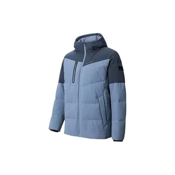 Anta Training Series Color Block пуховик с капюшоном на молнии для мужчин, верхняя одежда, китовый плавник, синий, древняя стена, серый 152347910-2 M