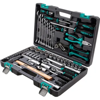 Набор инструментов, 1/2", 1/4", CrV, пластиковый кейс 76 предметов// Stels