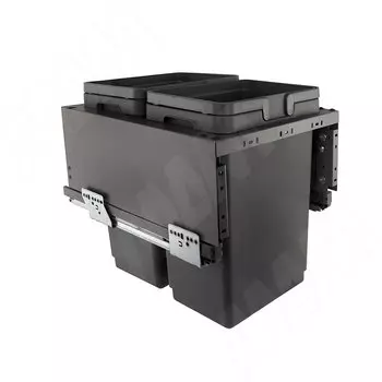 GLOBE 2.0 M40W Система сортировки и хранения, 2 емкости (20л+20л), креп. фасада, полн.выдв., плавн.закр., направл. Nova Pro, без крышек. (PG2GME402SCGM)