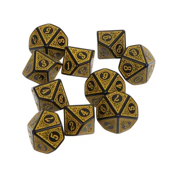 10 шт. 10-сторонние многогранные акриловые настольные игровые кости D10 игральные кости для математических игр в кости, набор акриловых кубиков для вечеринки, новинка