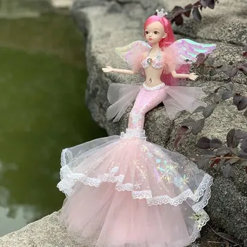 45 см Девушка-Русалка Bjd куклы с крылом 11 шарниров подвижные Bjd куклы игрушки Плавание Русалка Принцесса Кукла Дети DIY одеваются игрушки белый