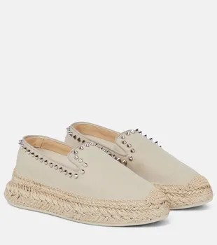 Парусиновые эспадрильи espaboat с заклепками Christian Louboutin, бежевый