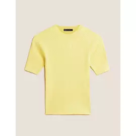 Джемпер в рубчик с короткими рукавами и круглым вырезом, Marks&amp;Spencer