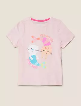 Футболка из органического хлопка с надписью Mer-Kitten